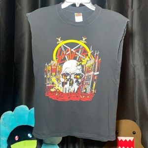 Slayer Cut-off Sleeve Band T-shirt black Medium